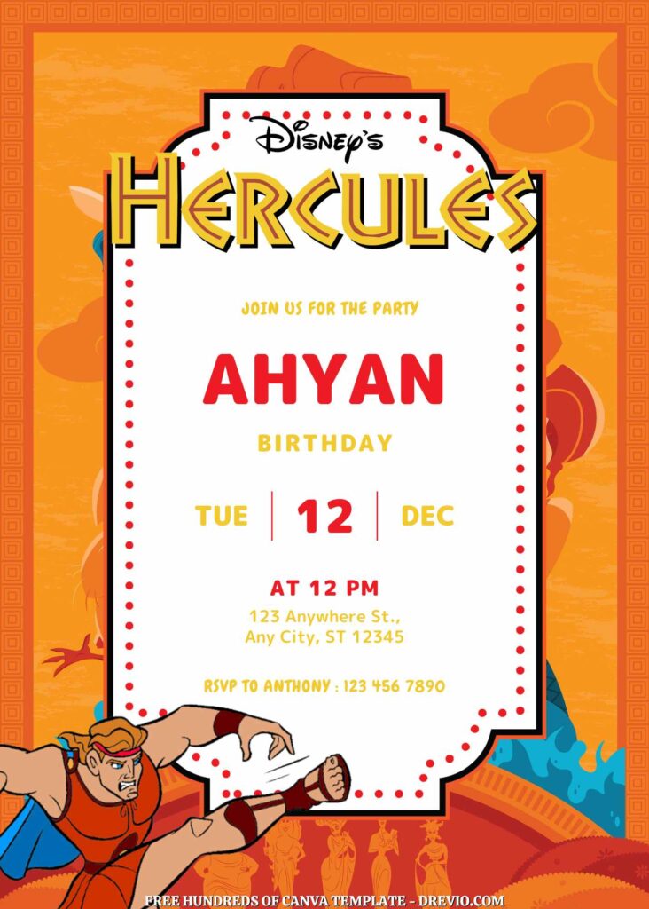 Free Hercules Birthday Invitations