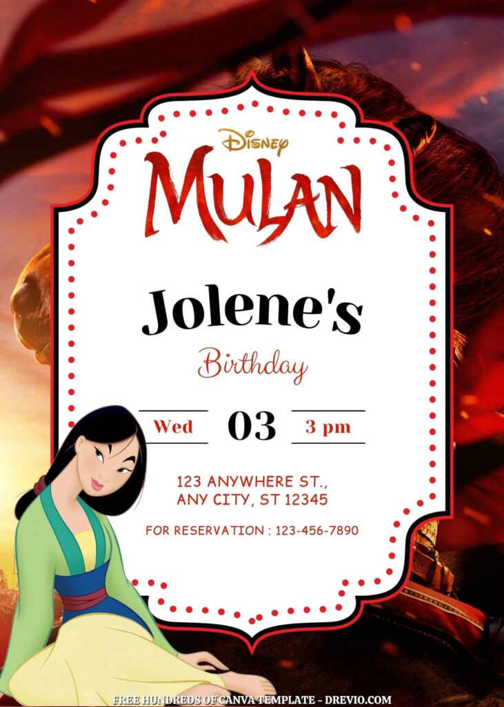 Free Mulan Birthday Invitations