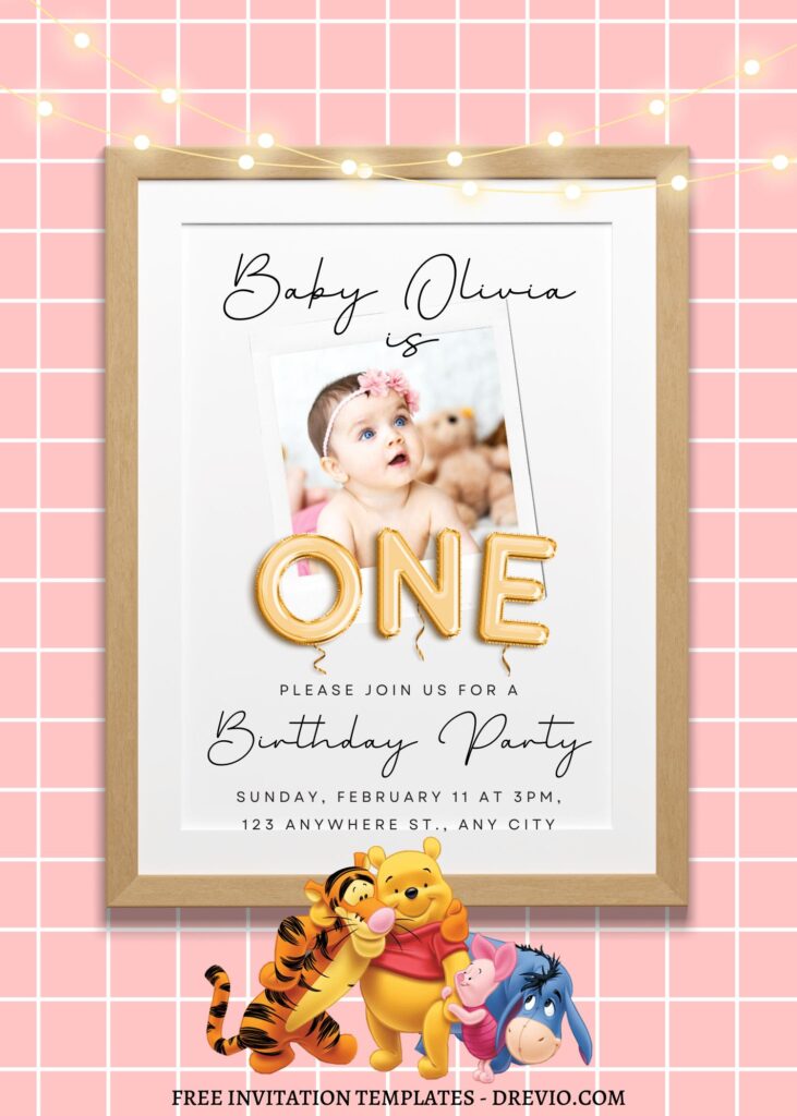 10+ Picnic Rush With Winnie The Pooh Canva Birthday Invitation Templates with adorable Tigger