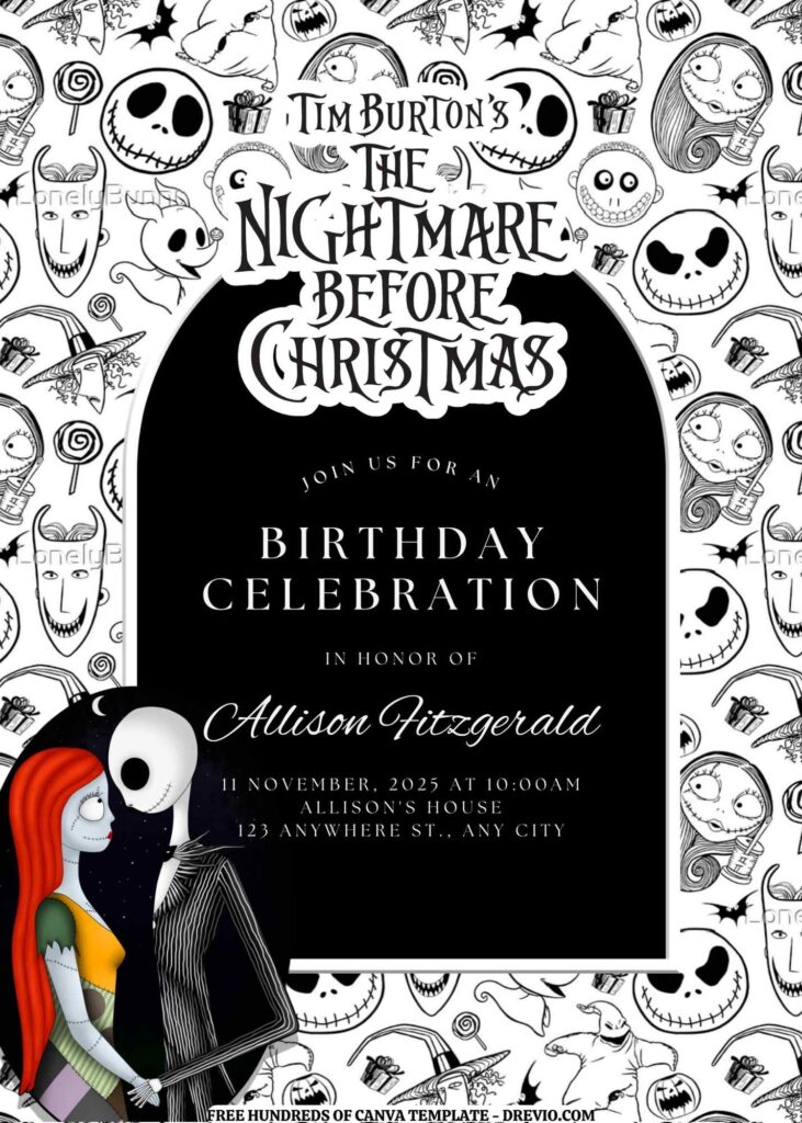 Invitation Template of FREE EDITABLE -  18 The Nightmare Before Christmas Canva Templates 9