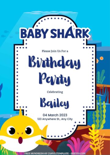 14+ Baby Shark Canva Birthday Invitation Templates - Drevio : Free And ...