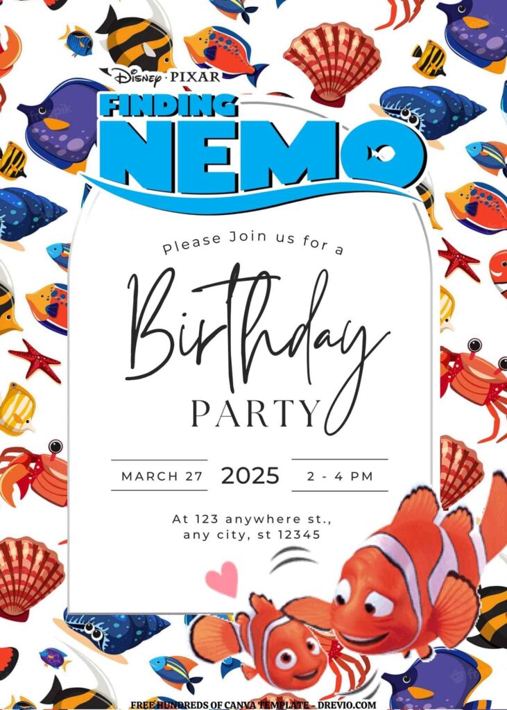 Invitation Template of FREE EDITABLE - 20 Finding Nemo Canva Templates 9