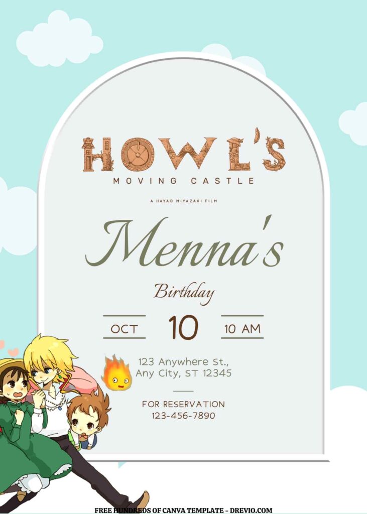 Invitation Template of FREE EDITABLE - 11 Howl's Moving Castle Canva Templates 9