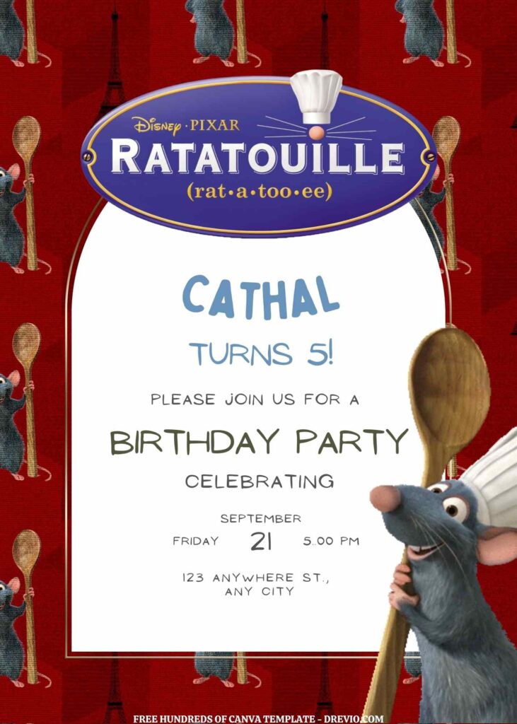 Invitation Template of FREE EDITABLE - 11 Ratatouille Canva Templates 9