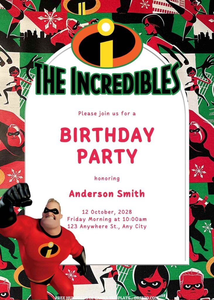 Invitation Template of FREE EDITABLE - 11 The Incredibles Canva Templates 9