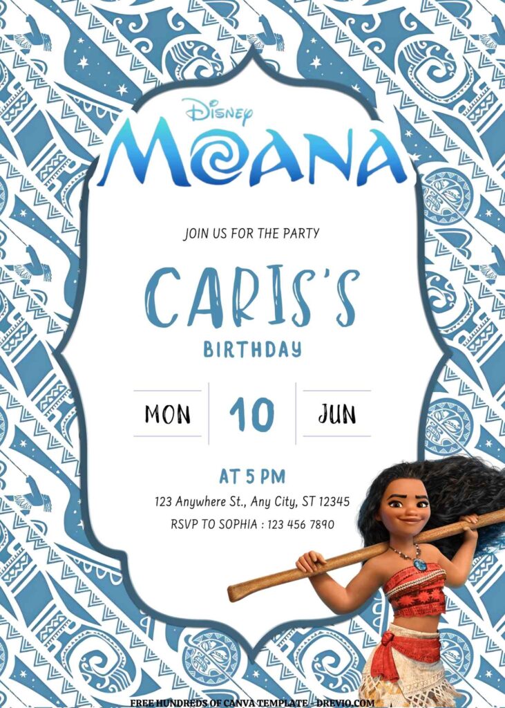 Invitation Template of FREE EDITABLE - 16 Moana Canva Templates 8