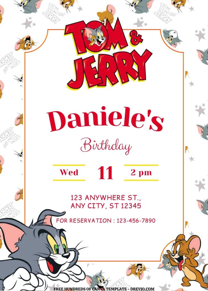 Invitation Template of FREE EDITABLE - 18+ Tom and Jerry Canva Birthday Invitation Templates 10