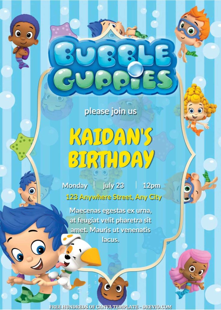 Invitation Template of FREE - 20+ Bubble Guppies Birthday Canva Invitation Templates 9