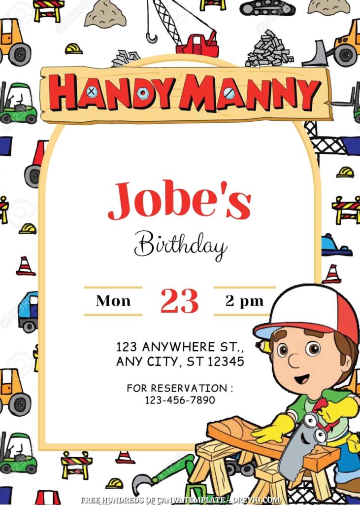 Invitation Template of FREE 20+ Handy Manny Canva Birthday Invitation Templates 12