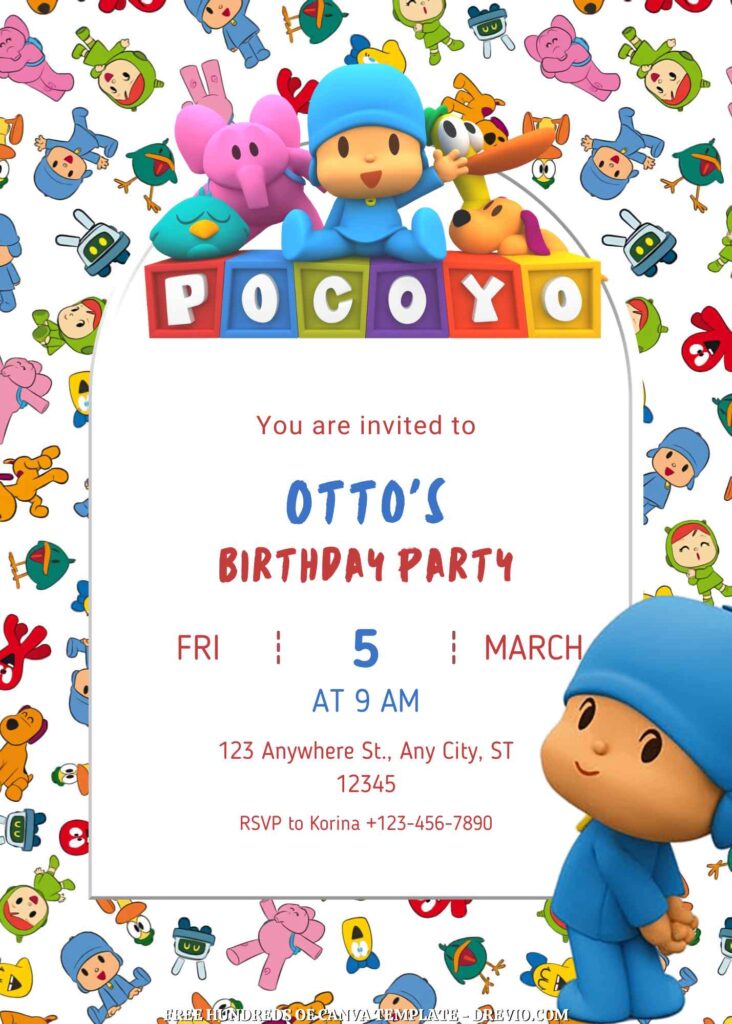 Invitation Template of FREE - 20+ Pocoyo Canva Birthday Invitation Templates 9