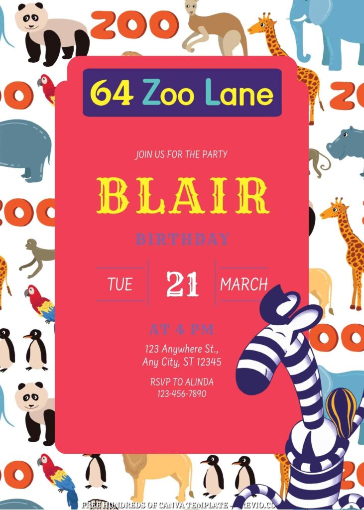 Invitation Template of FREE 22+ 64 Zoo Lane Canva Birthday Invitation Templates 9