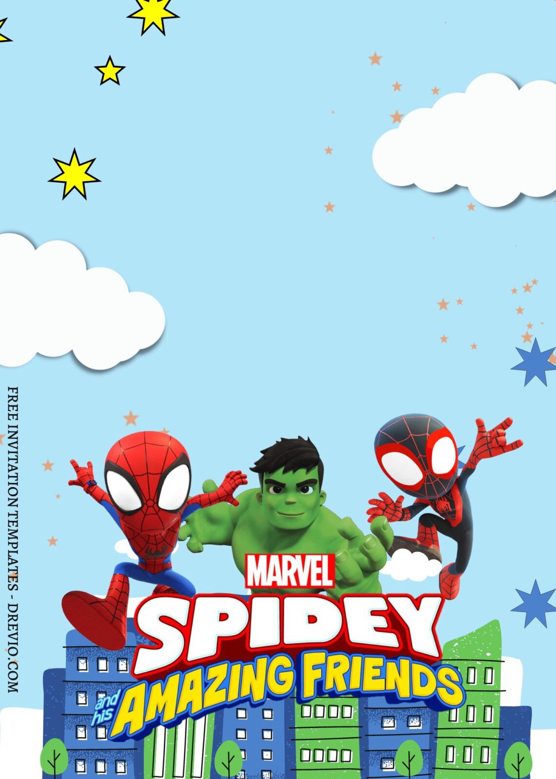 invitacion spidey y sus amigos Template