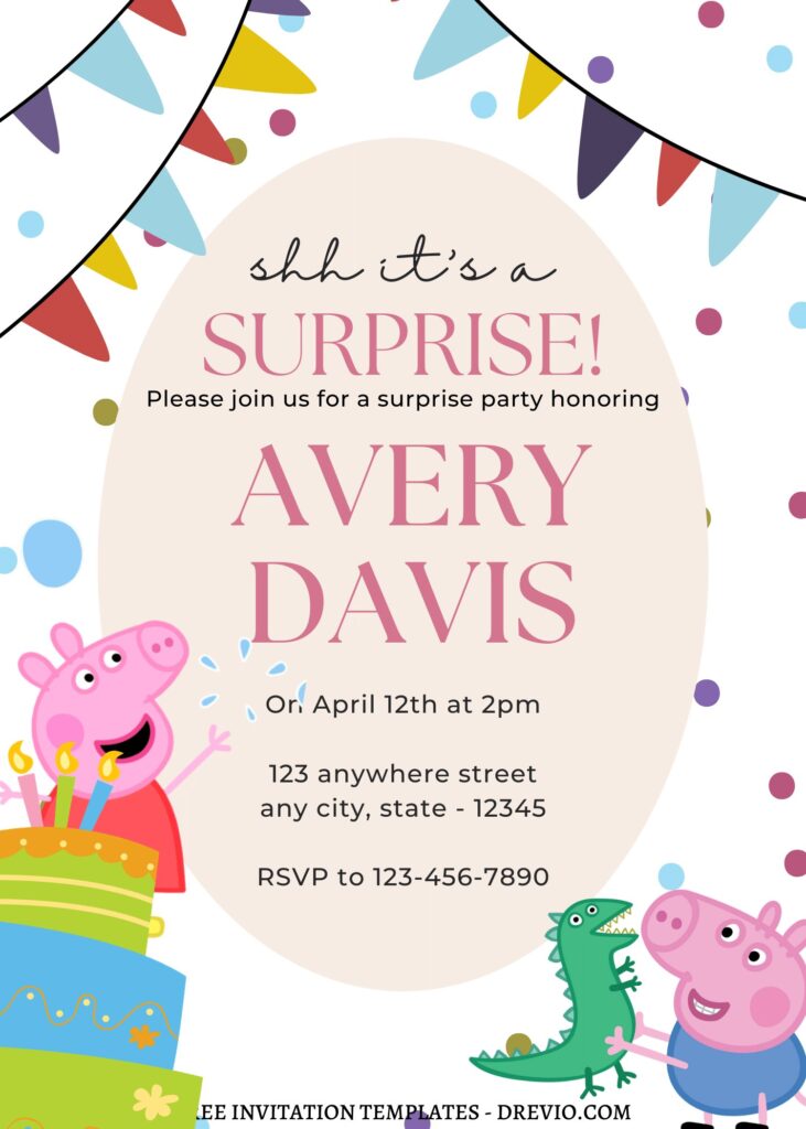 9+ Colorful Peppa Pig Fiesta Canva Birthday Invitation Templates with cute wording