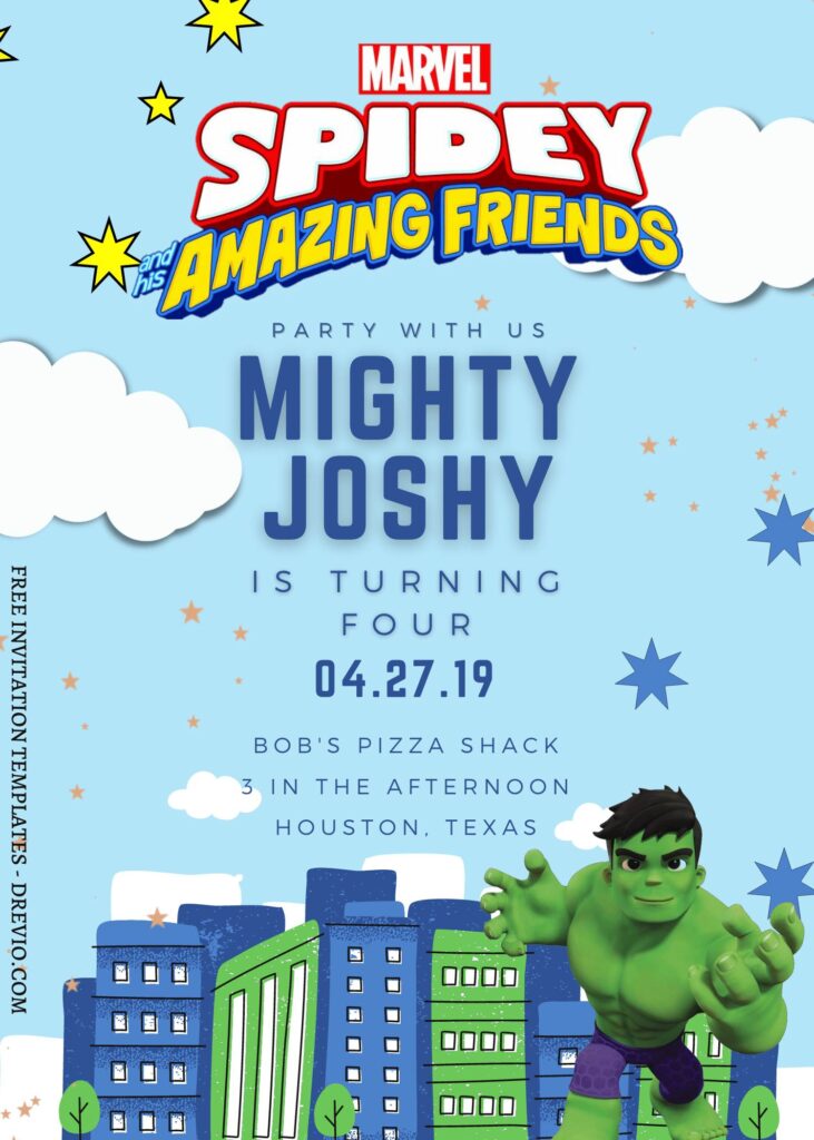9+ Mighty Spidey And His Amazing Friends Canva Birthday Invitation Templates with editable text