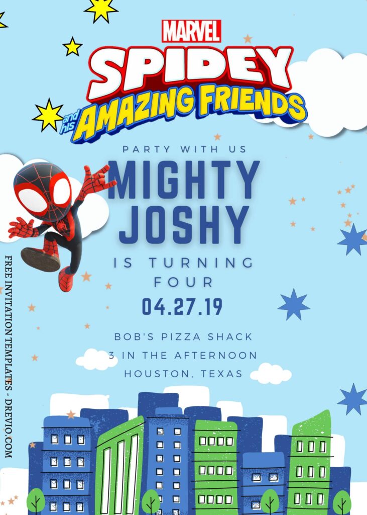 9+ Mighty Spidey And His Amazing Friends Canva Birthday Invitation Templates with Cesar Morales Spiderman