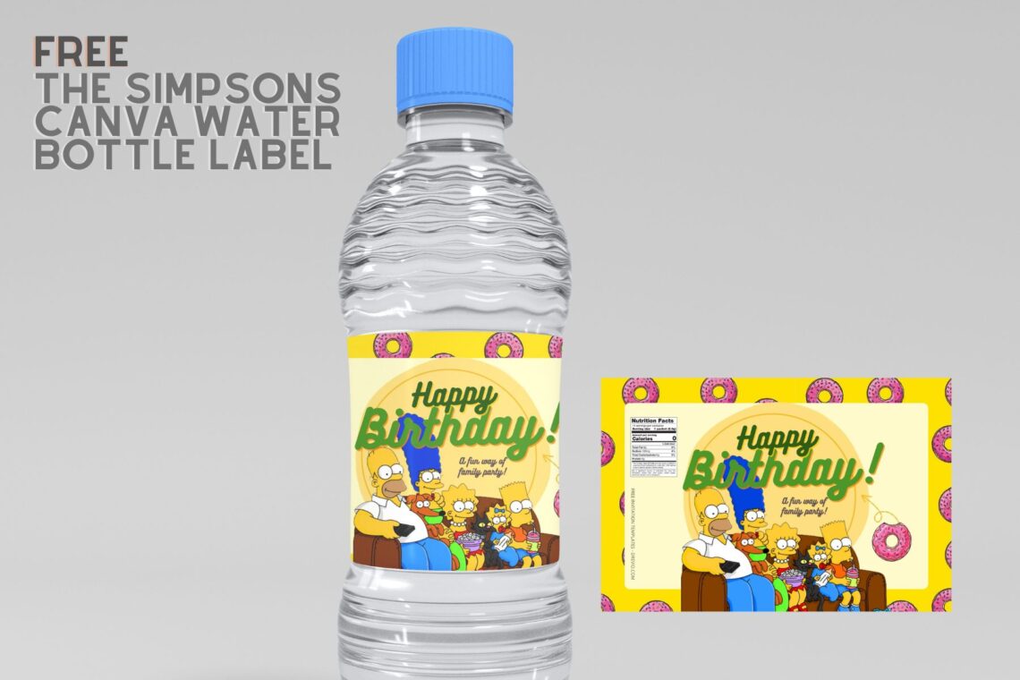FREE EDITABLE - 7+ The Simpsons Canva Water Bottle Labels Templates