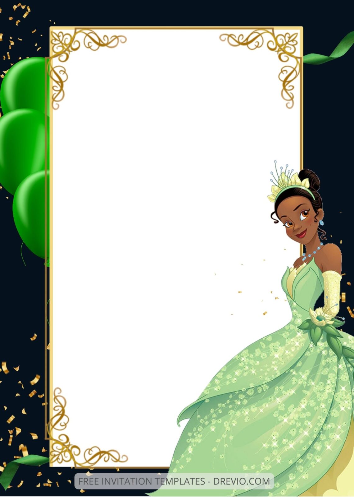 FREE EDITABLE - 9+ Princess Tiana Canva Birthday Invitation Templates Five