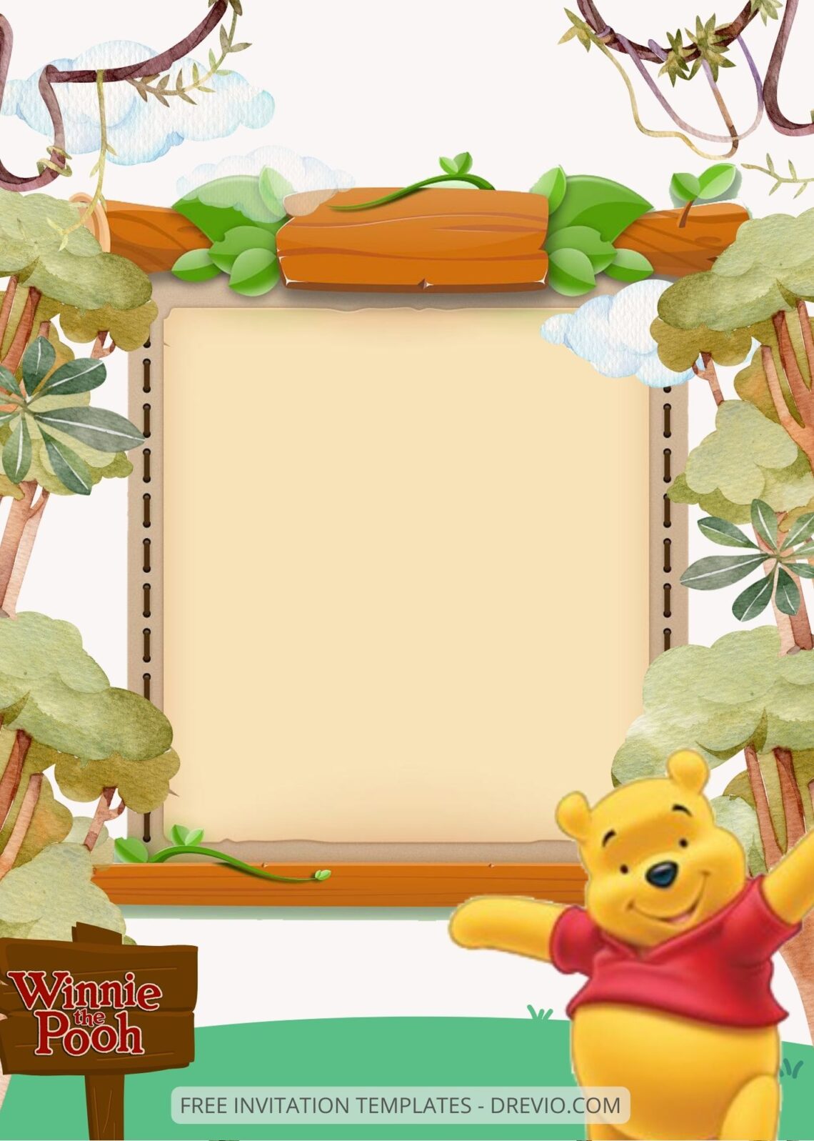 FREE EDITABLE - 9+ Winnie The Pooh Canva Birthday Invitation Templates Eight