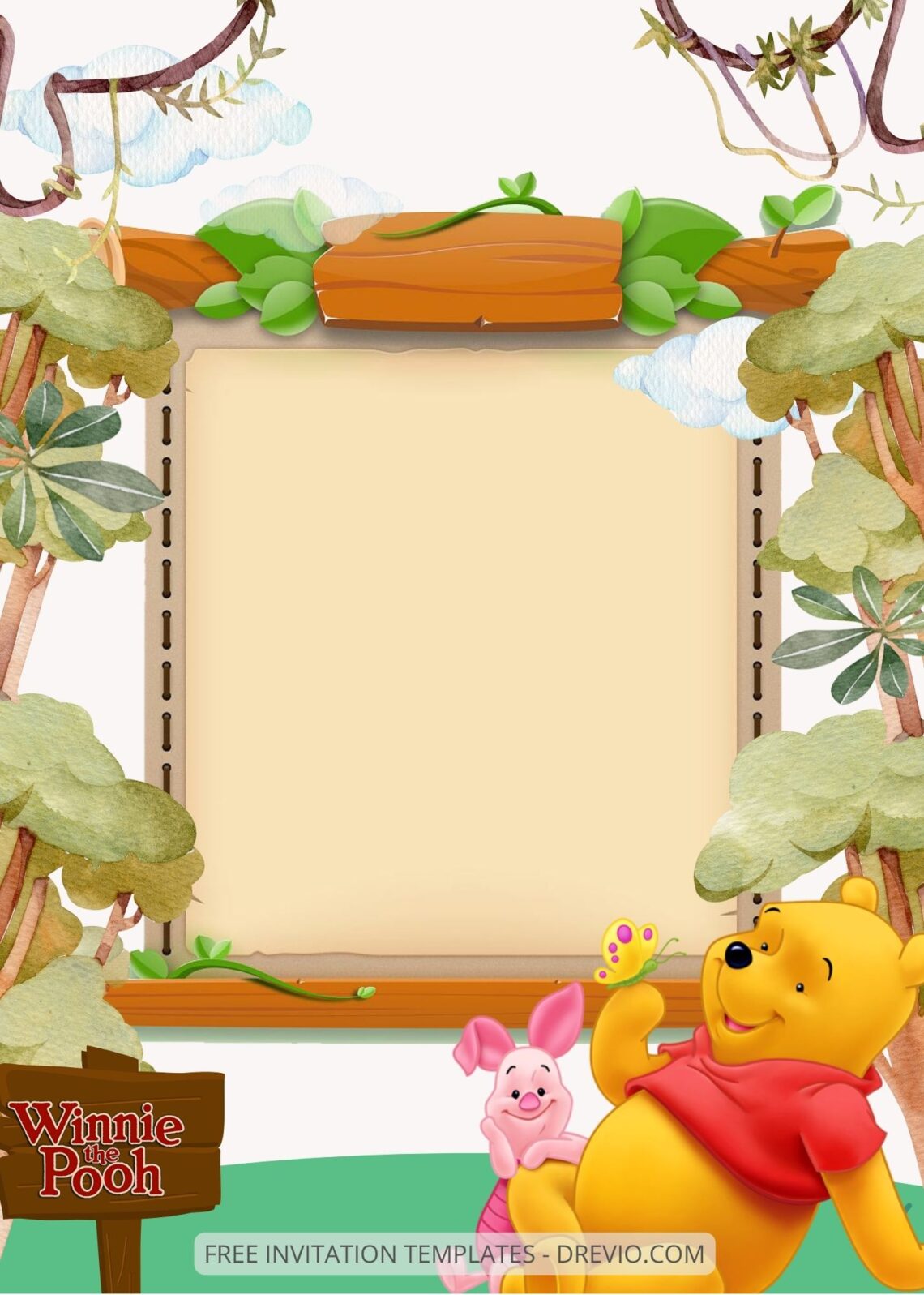 FREE EDITABLE - 9+ Winnie The Pooh Canva Birthday Invitation Templates Five