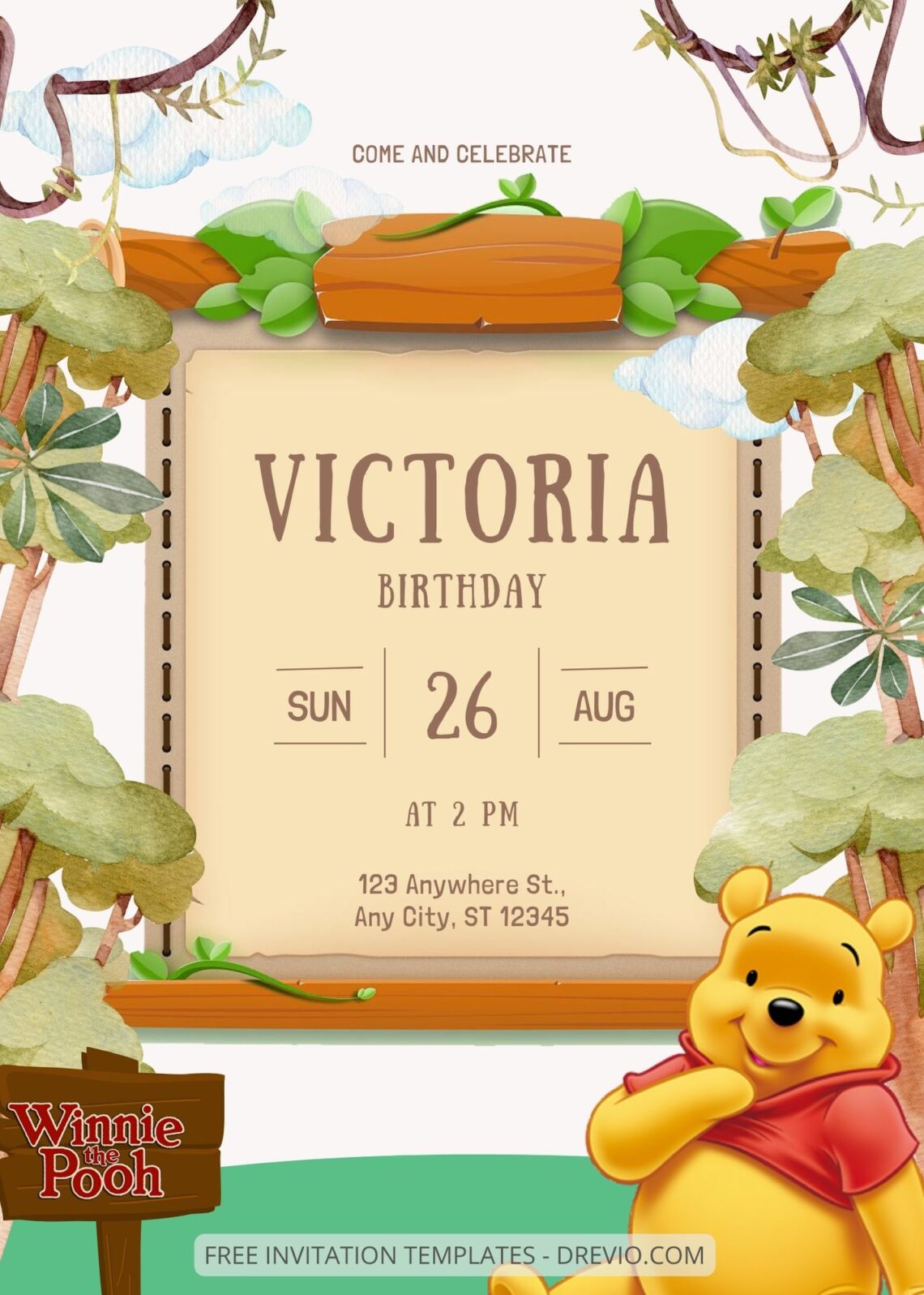 FREE EDITABLE - 9+ Winnie The Pooh Canva Birthday Invitation Templates One