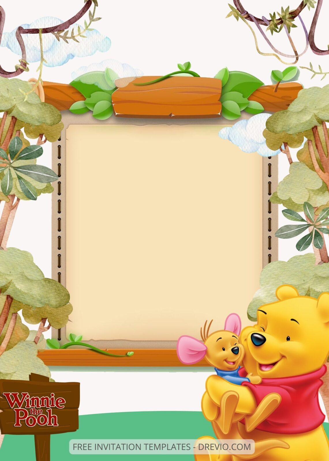 FREE EDITABLE - 9+ Winnie The Pooh Canva Birthday Invitation Templates Six