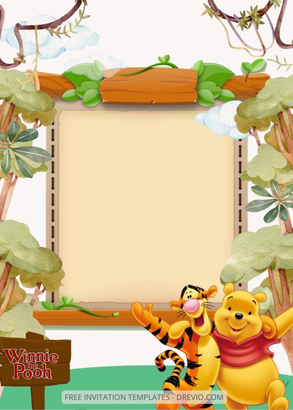 FREE EDITABLE - 9+ Winnie The Pooh Canva Birthday Invitation Templates three