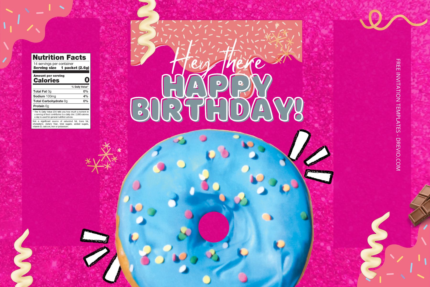 (Free Editable) Donuts Themes Canva Birthday Water Bottle Labels Five