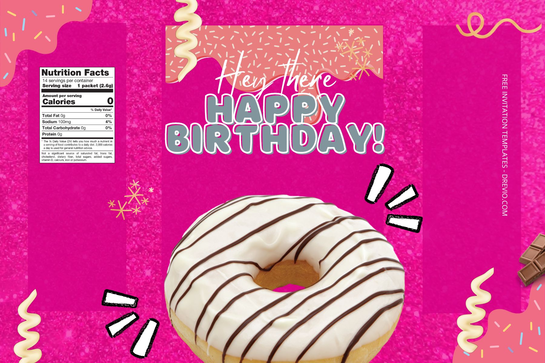 (Free Editable) Donuts Themes Canva Birthday Water Bottle Labels Four