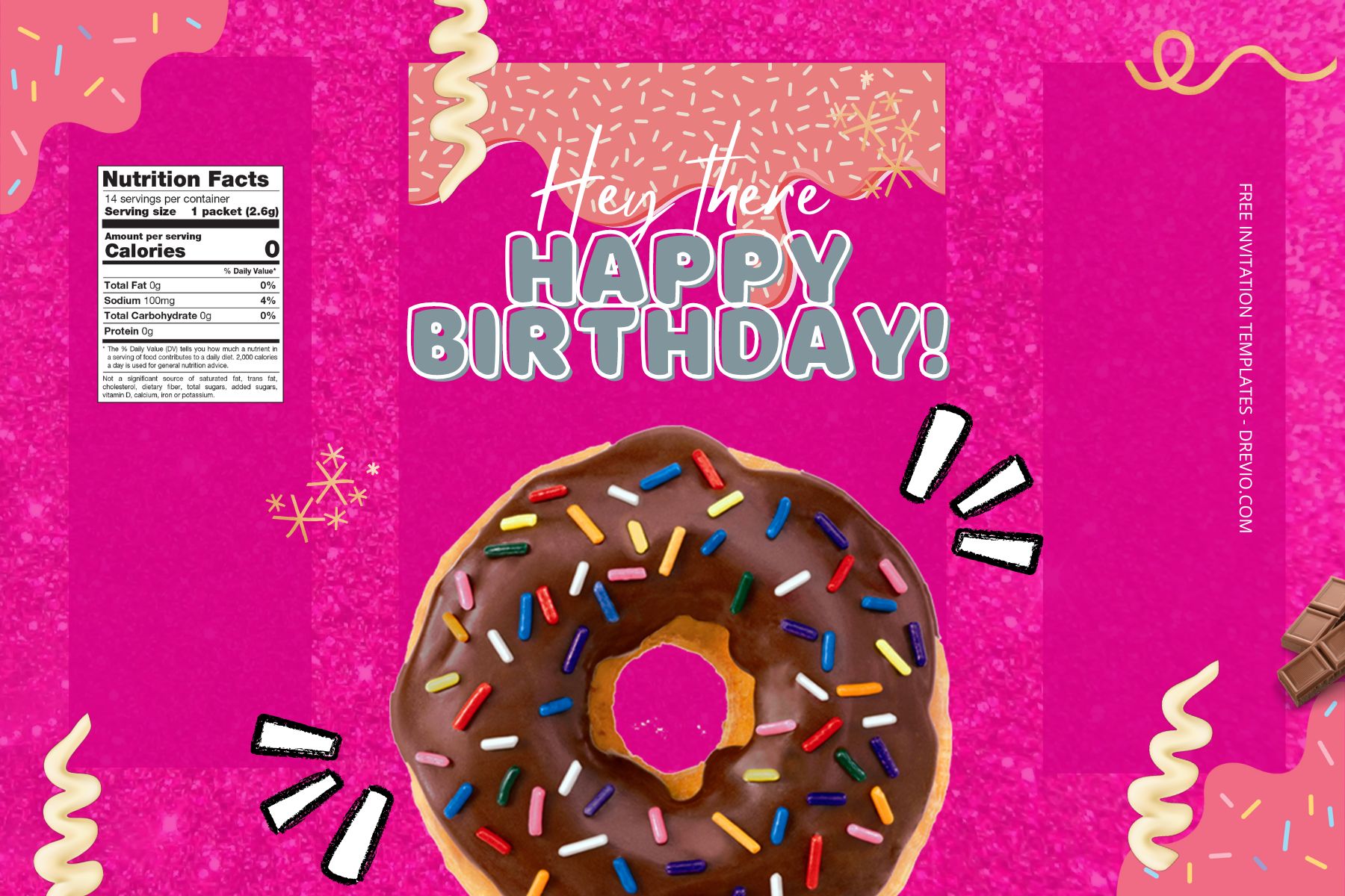 (Free Editable) Donuts Themes Canva Birthday Water Bottle Labels One