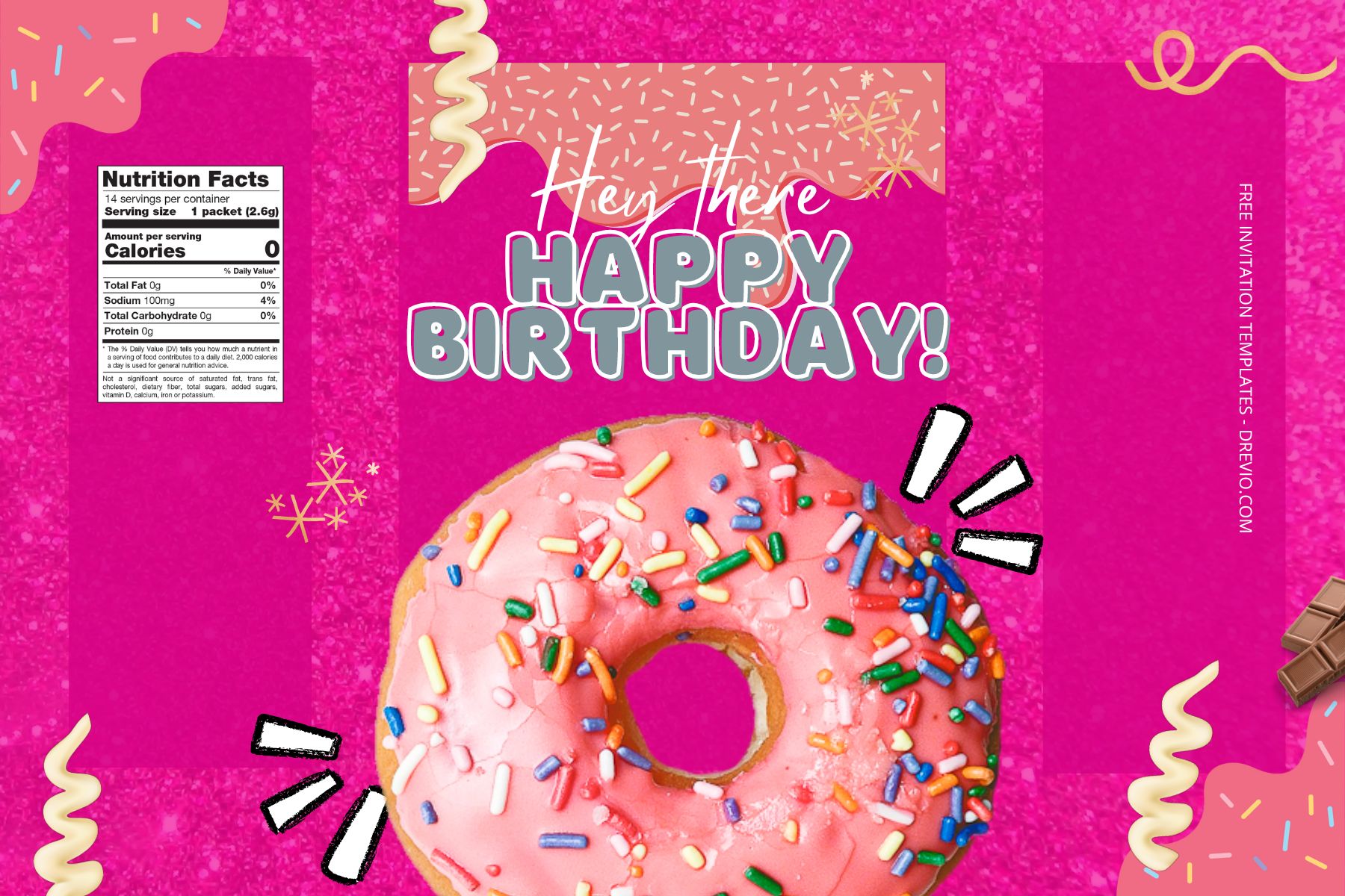 (Free Editable) Donuts Themes Canva Birthday Water Bottle Labels Seven