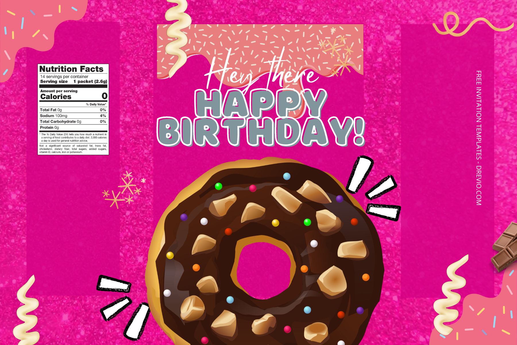 (Free Editable) Donuts Themes Canva Birthday Water Bottle Labels Six