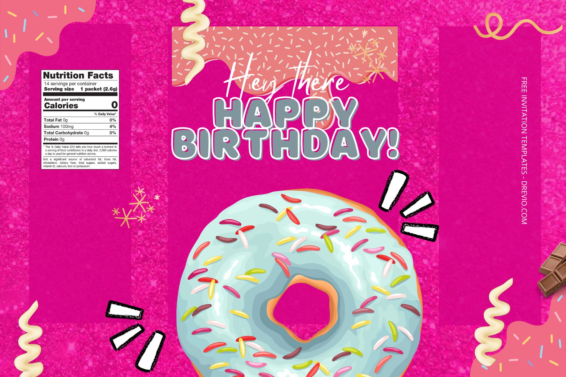 (Free Editable) Donuts Themes Canva Birthday Water Bottle Labels Three