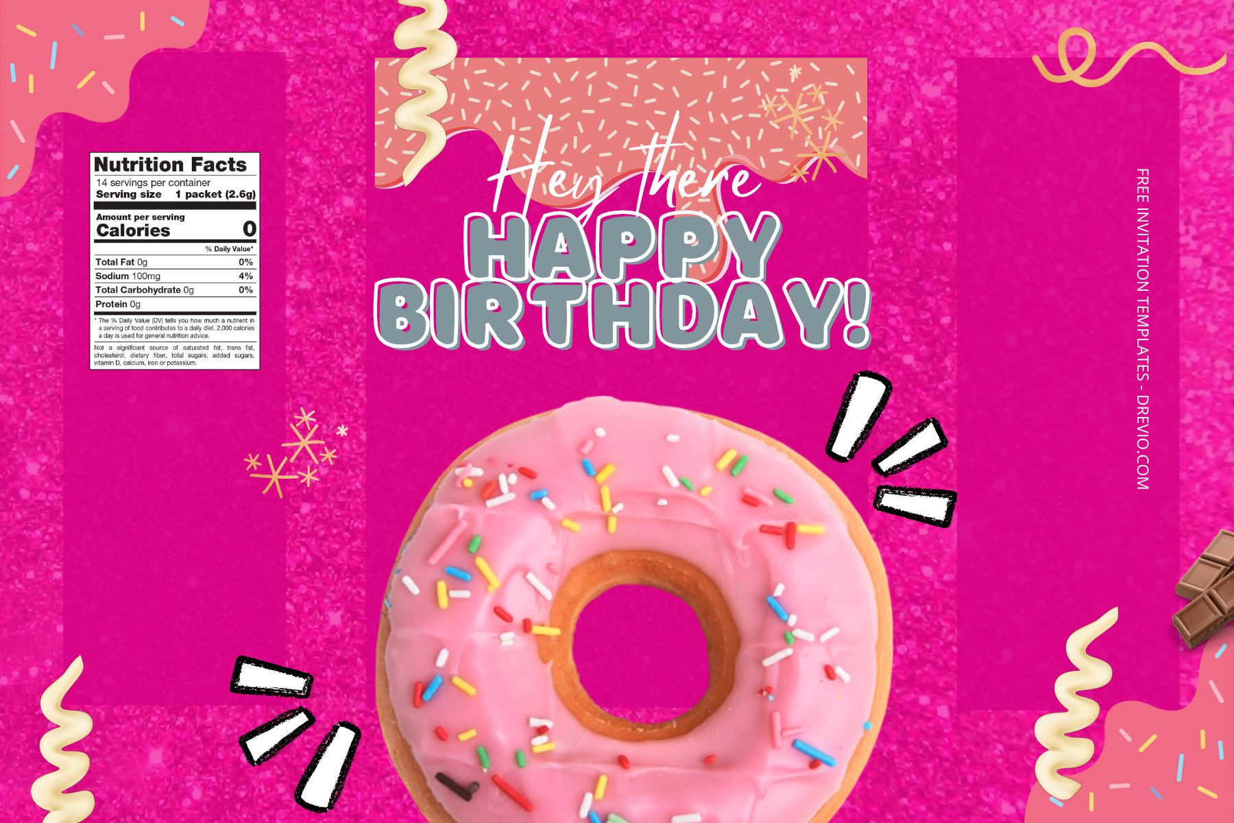 (Free Editable) Donuts Themes Canva Birthday Water Bottle Labels Two