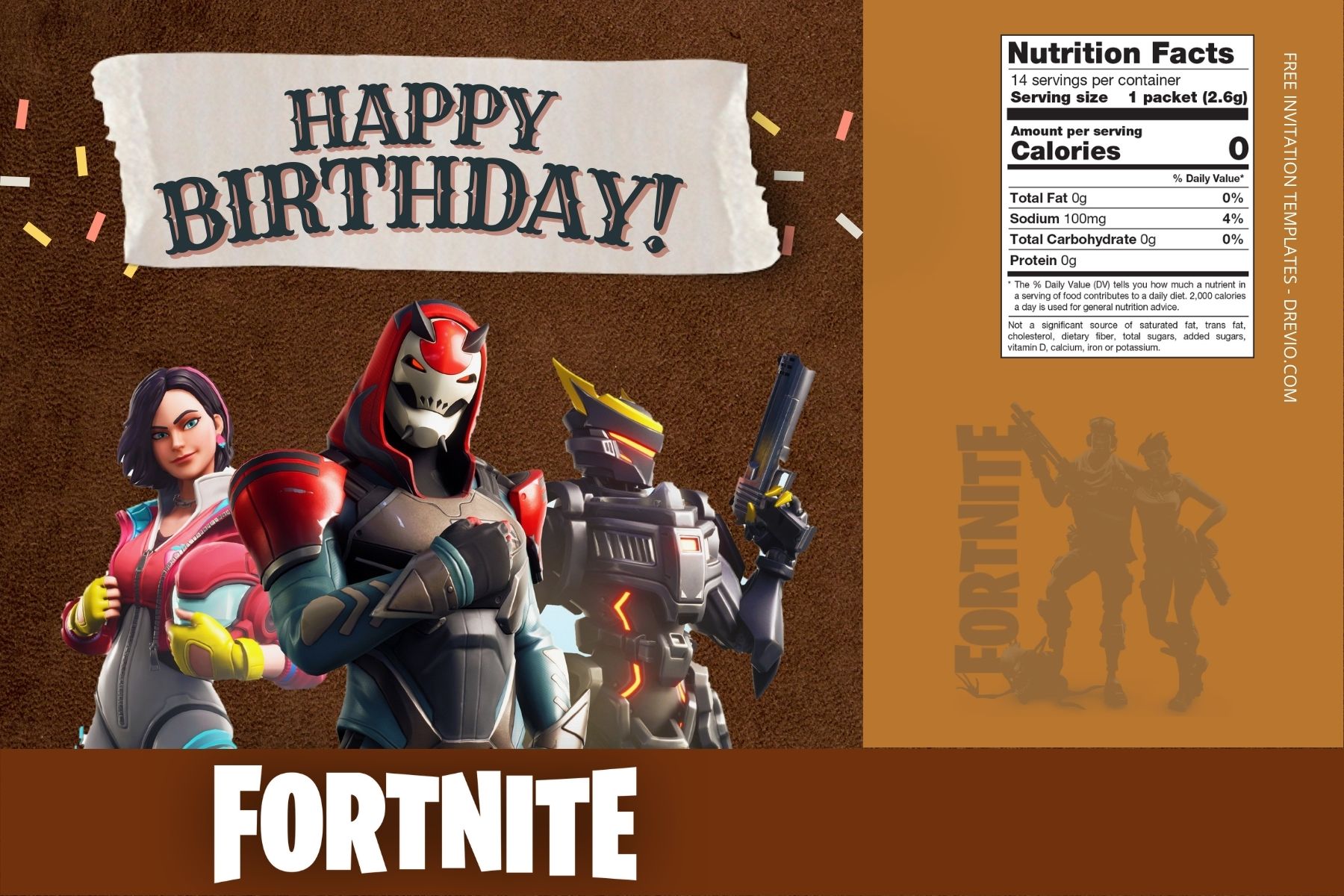 (Free Editable) Fortnite Canva Birthday Water Bottle Labels Four