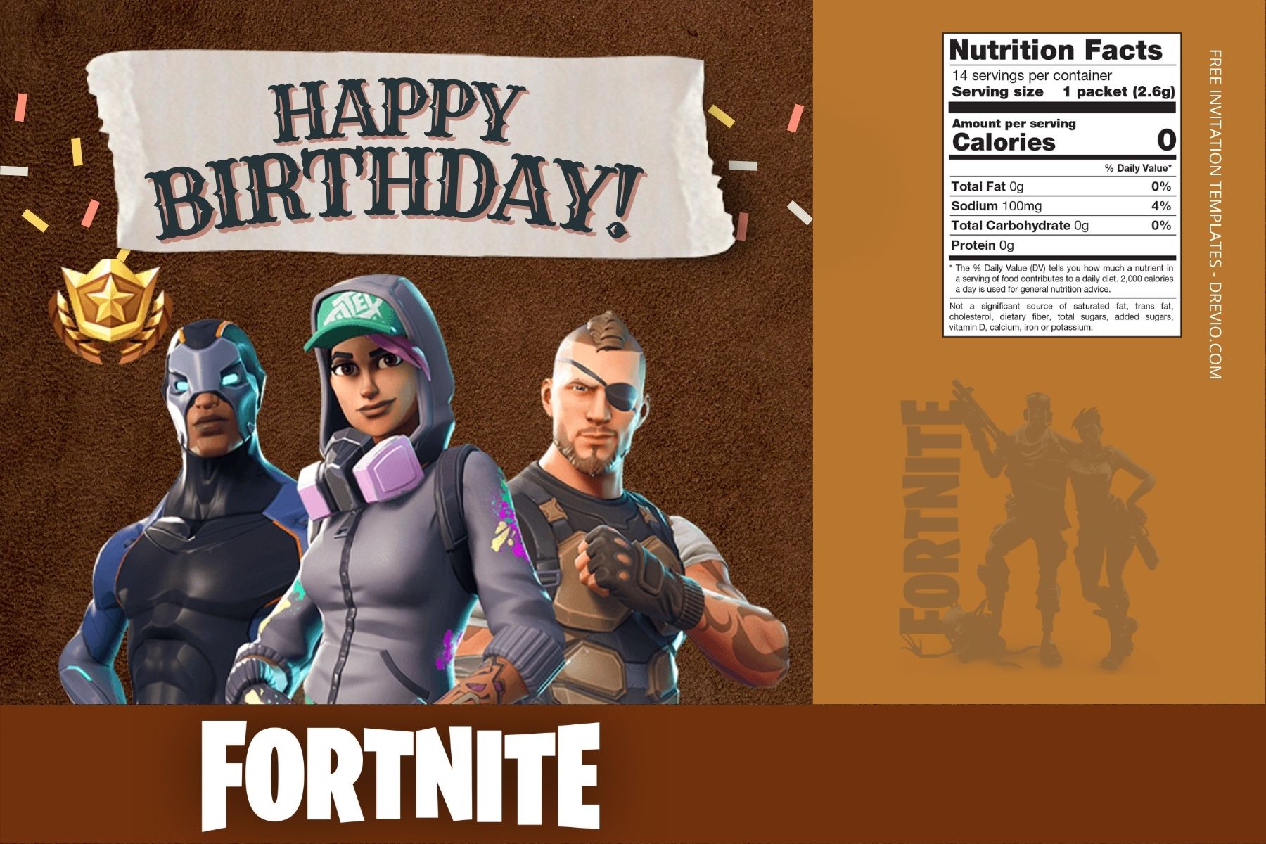 (Free Editable) Fortnite Canva Birthday Water Bottle Labels Two