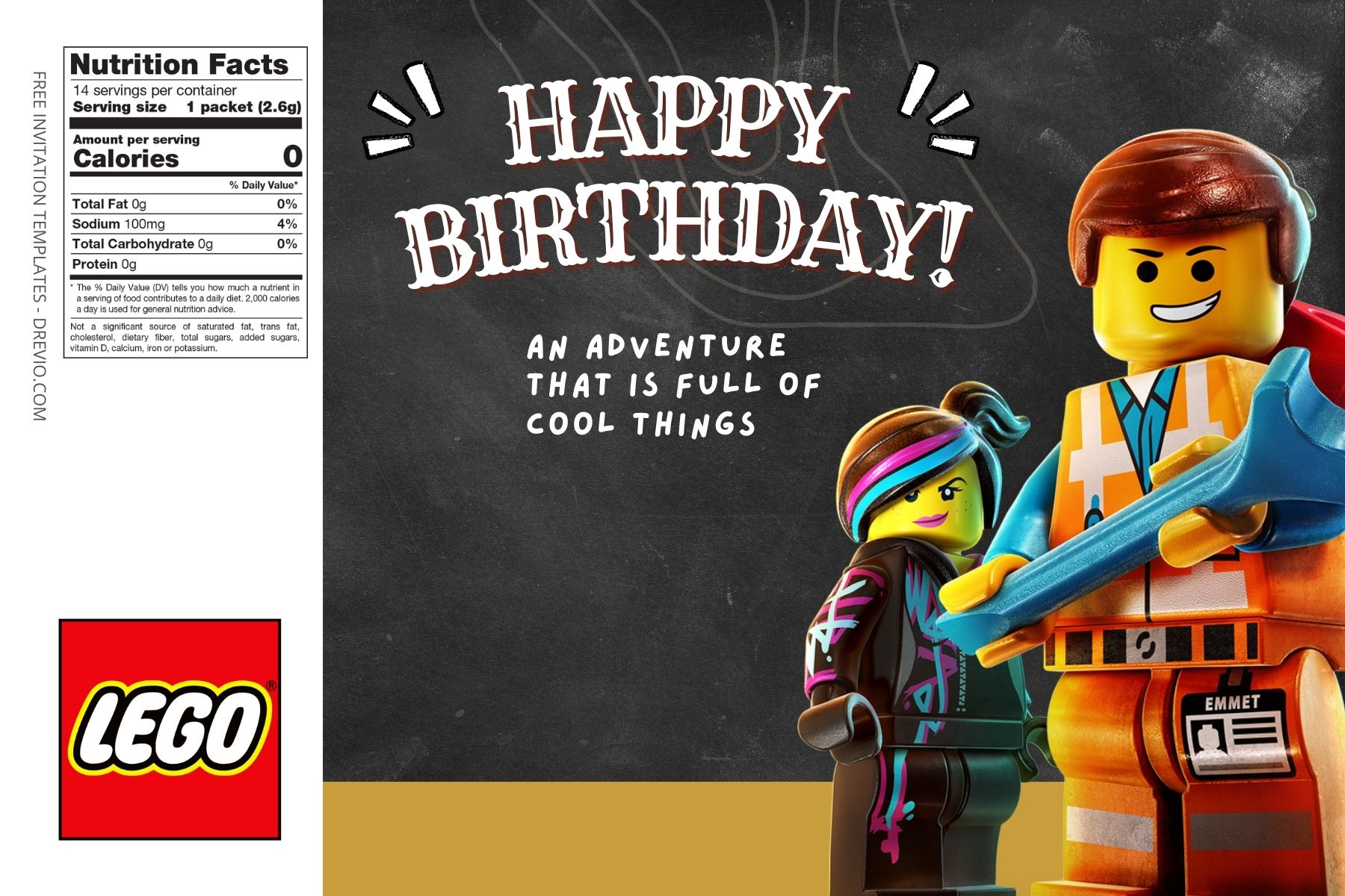 (Free Editable) Lego Movie Canva Birthday Water Bottle Labels One