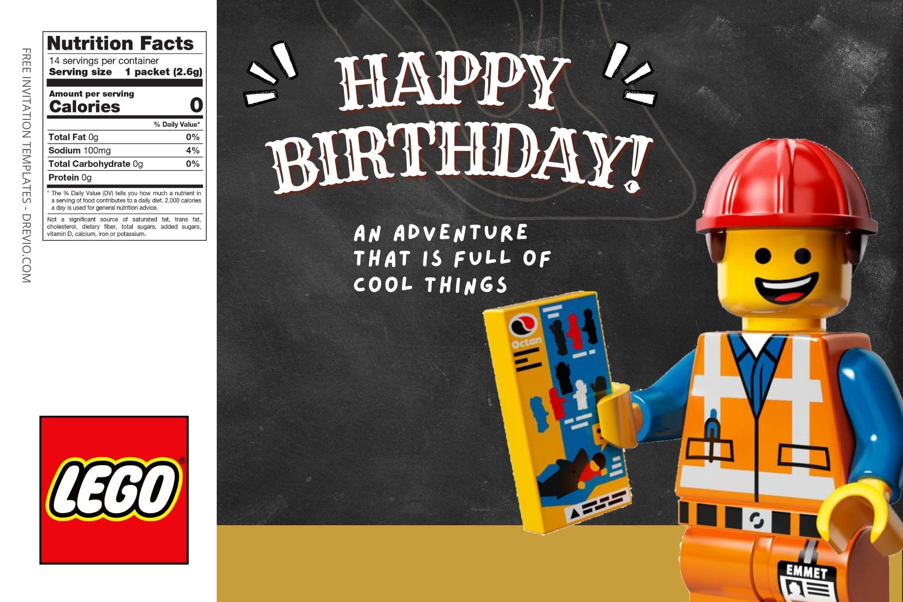 (Free Editable) Lego Movie Canva Birthday Water Bottle Labels SIx