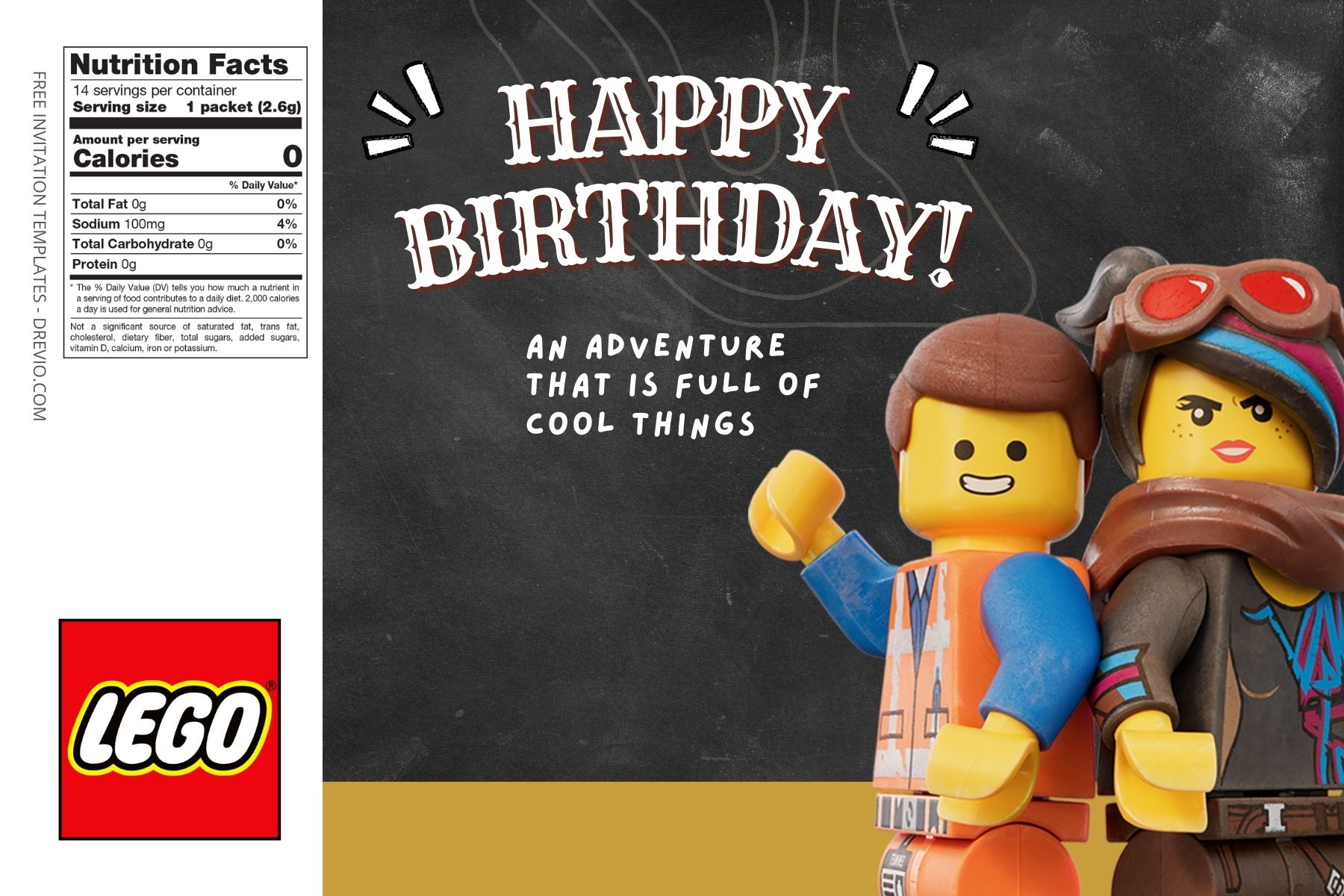 (Free Editable) Lego Movie Canva Birthday Water Bottle Labels Three