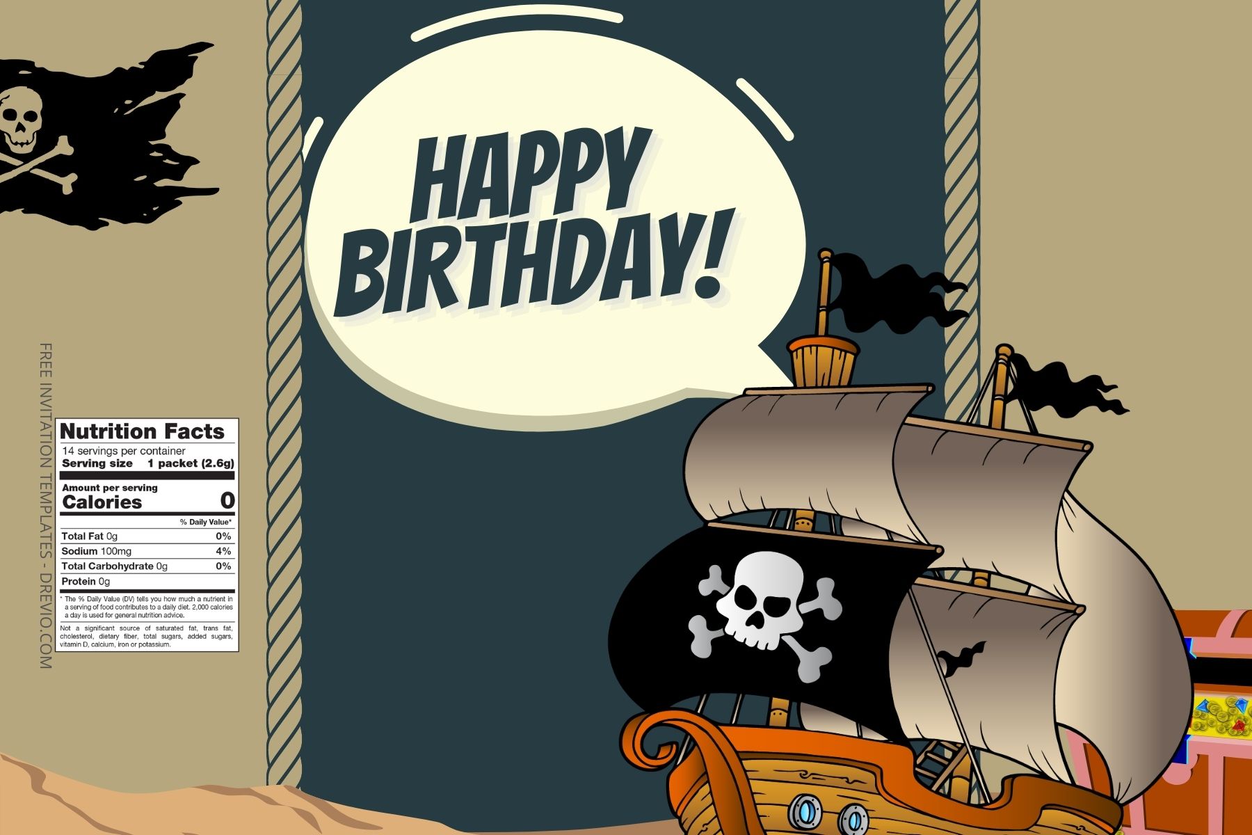 (Free Editable) Pirate Themes Canva Birthday Water Bottle Labels FIve