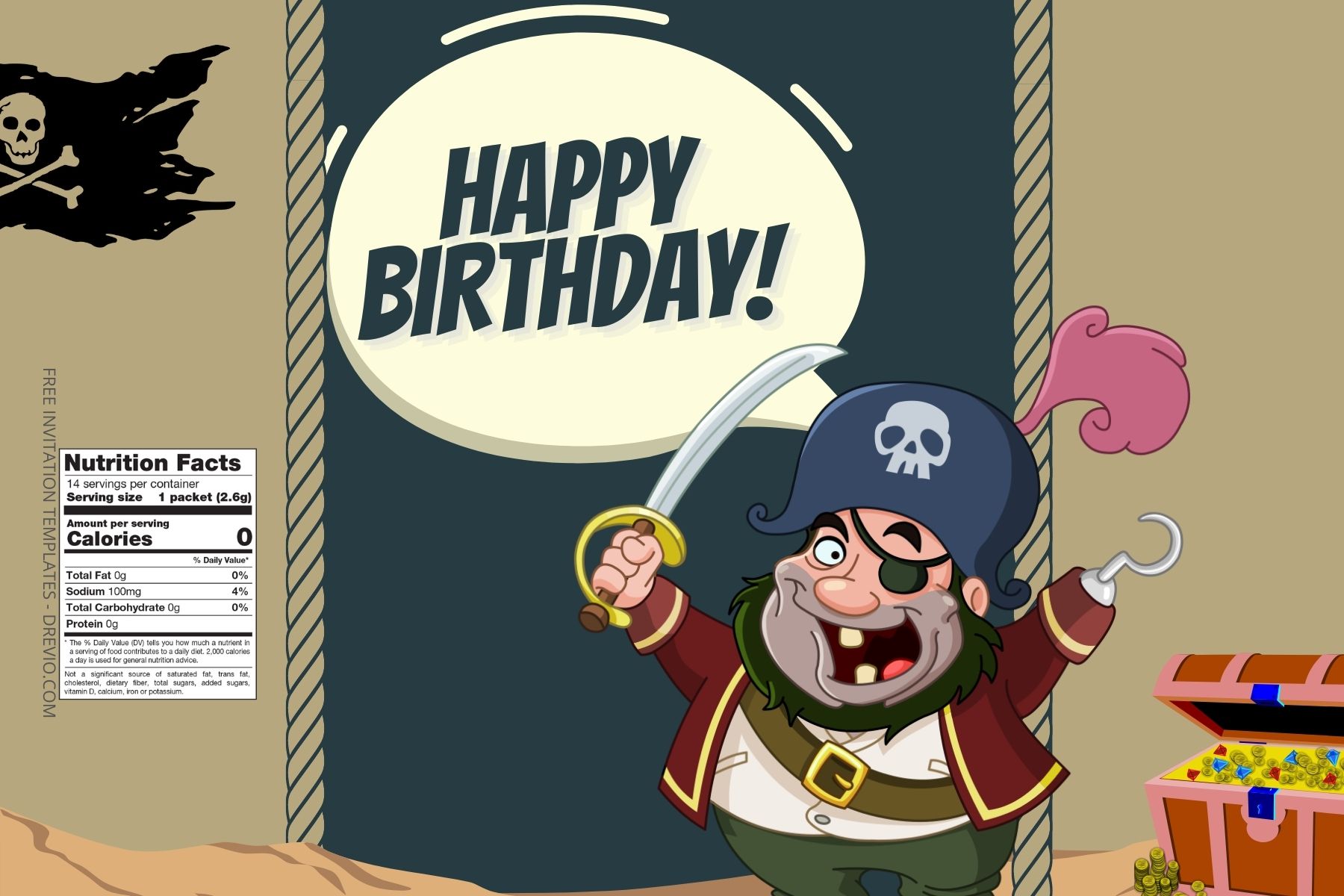 (Free Editable) Pirate Themes Canva Birthday Water Bottle Labels One