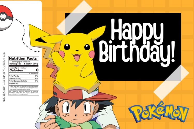 (Free Editable) Pokemon Canva Birthday Water Bottle Labels - Download ...