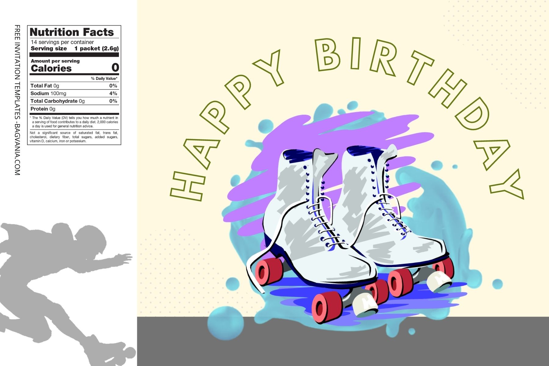 (Free Editable) Roller Skate Themes Canva Water Bottle Labels Four
