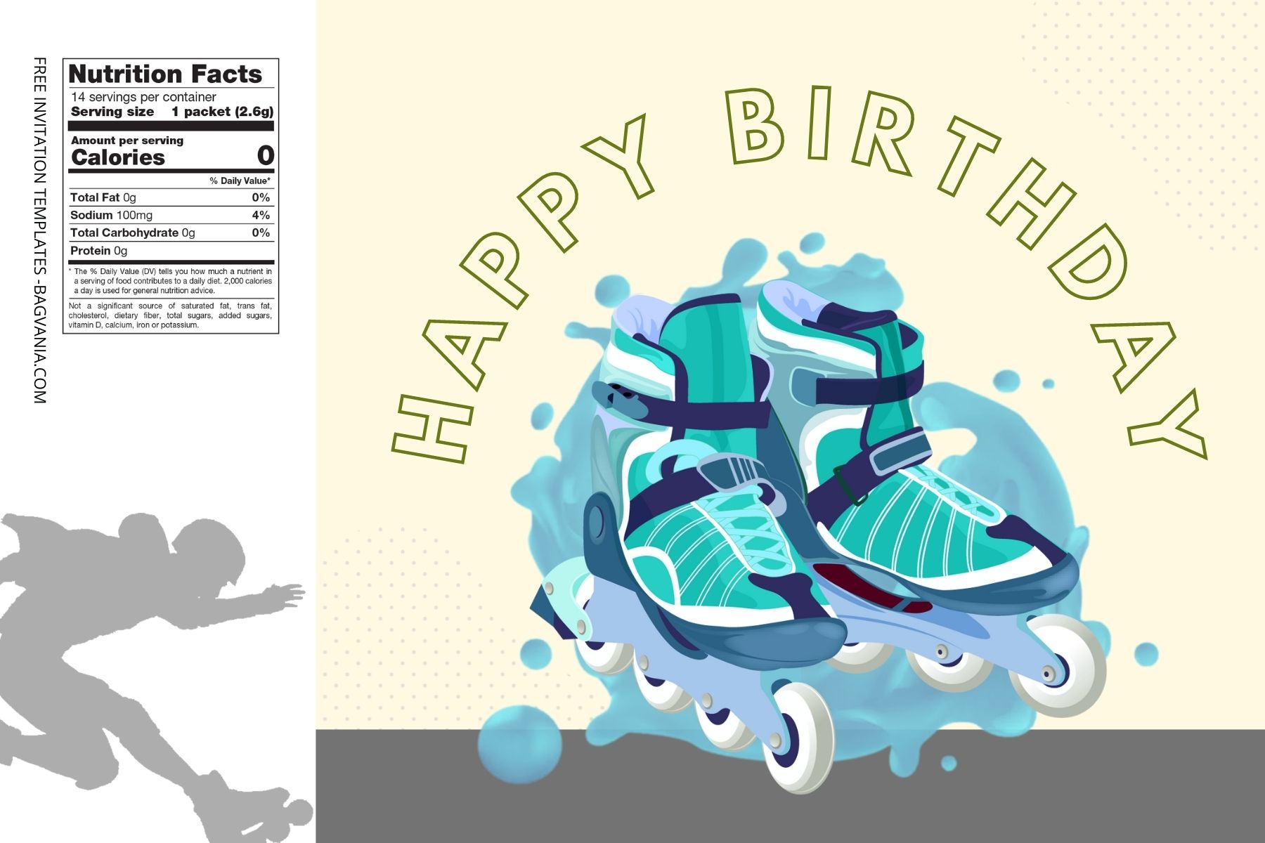 (Free Editable) Roller Skate Themes Canva Water Bottle Labels One