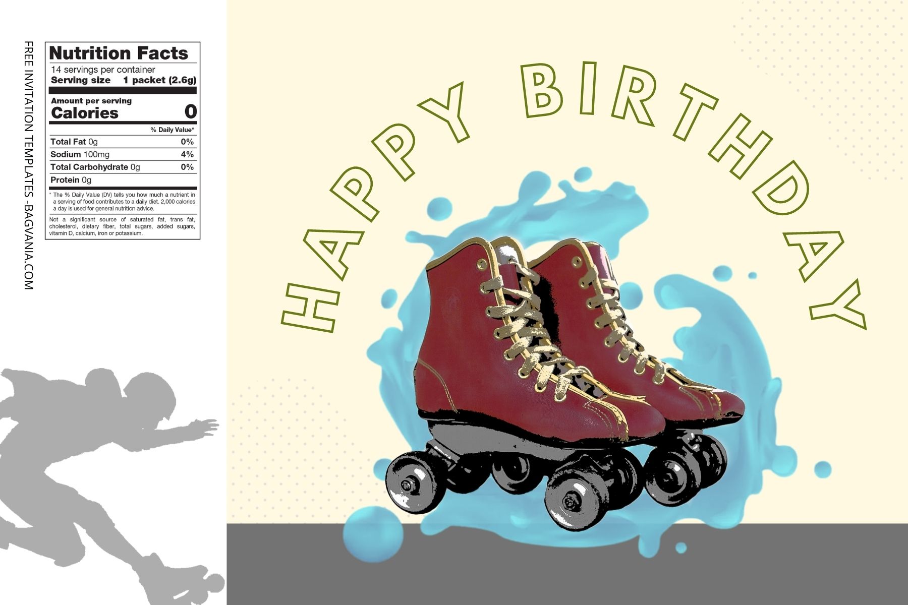 (Free Editable) Roller Skate Themes Canva Water Bottle Labels Six