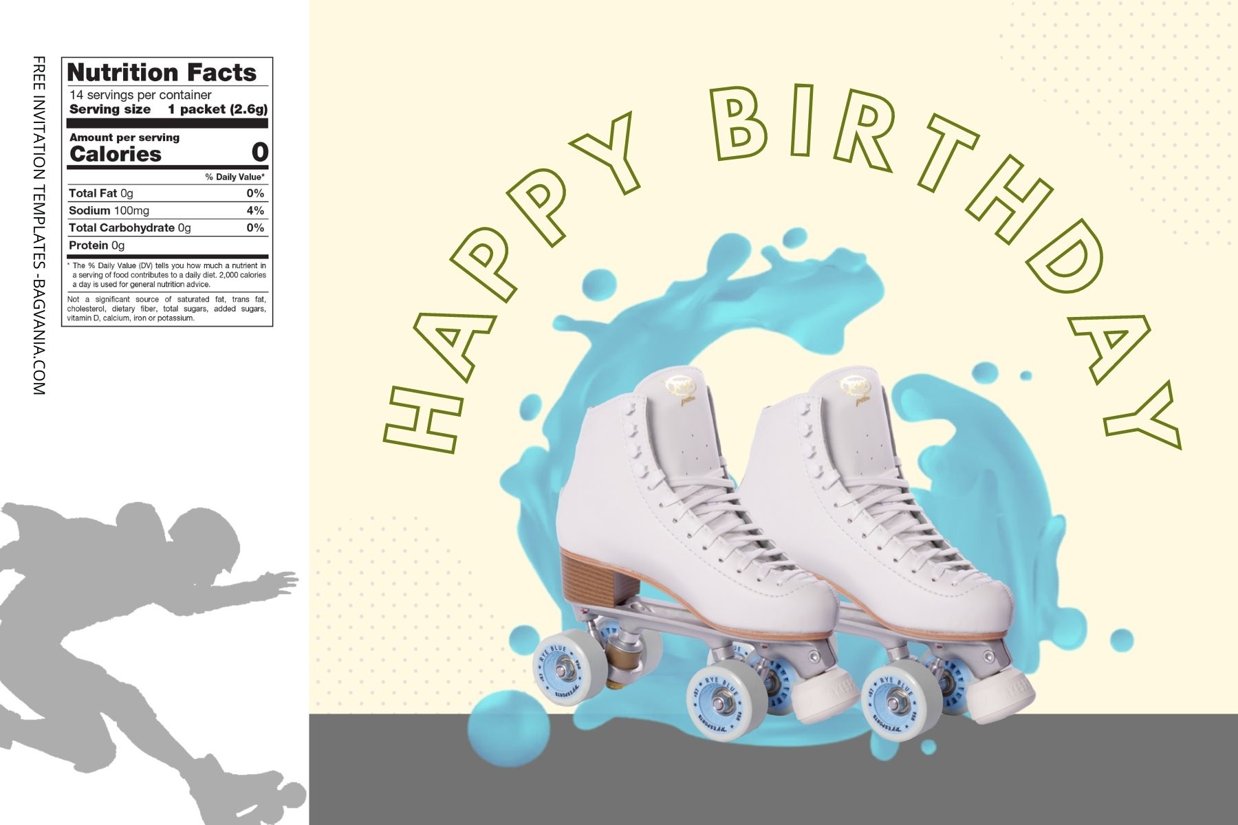 (Free Editable) Roller Skate Themes Canva Water Bottle Labels Two