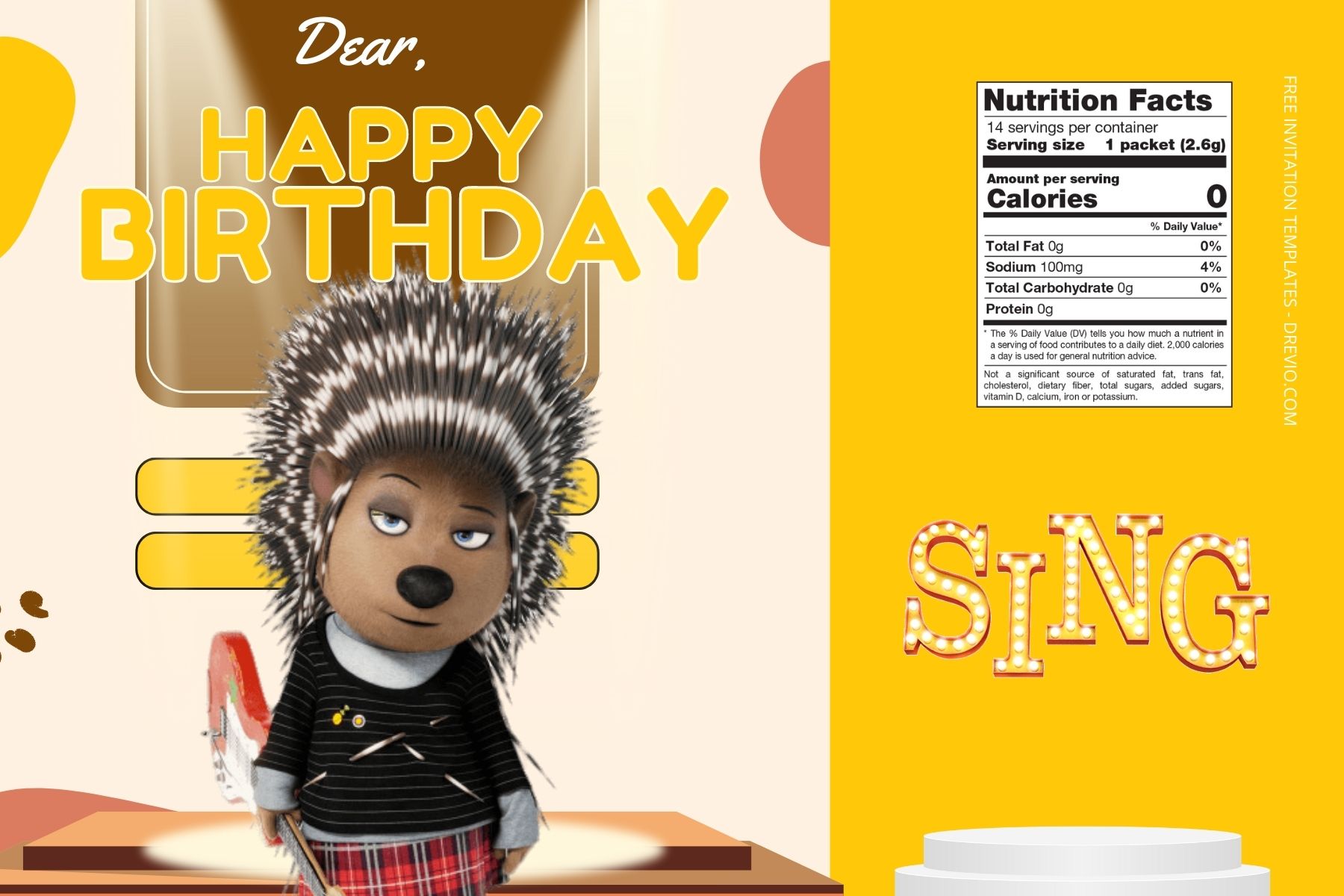 (Free Editable) Sing Canva Birthday Water Bottle Labels Four