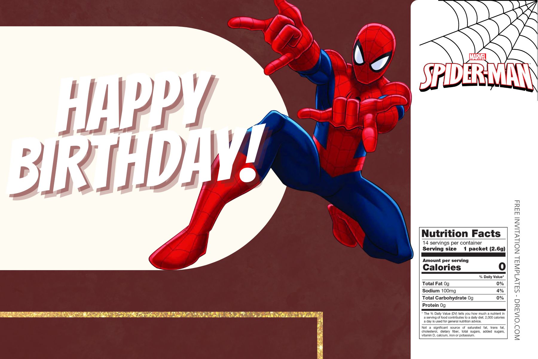 (Free Editable) Spiderman Canva Birthday Water Bottle Labels Three
