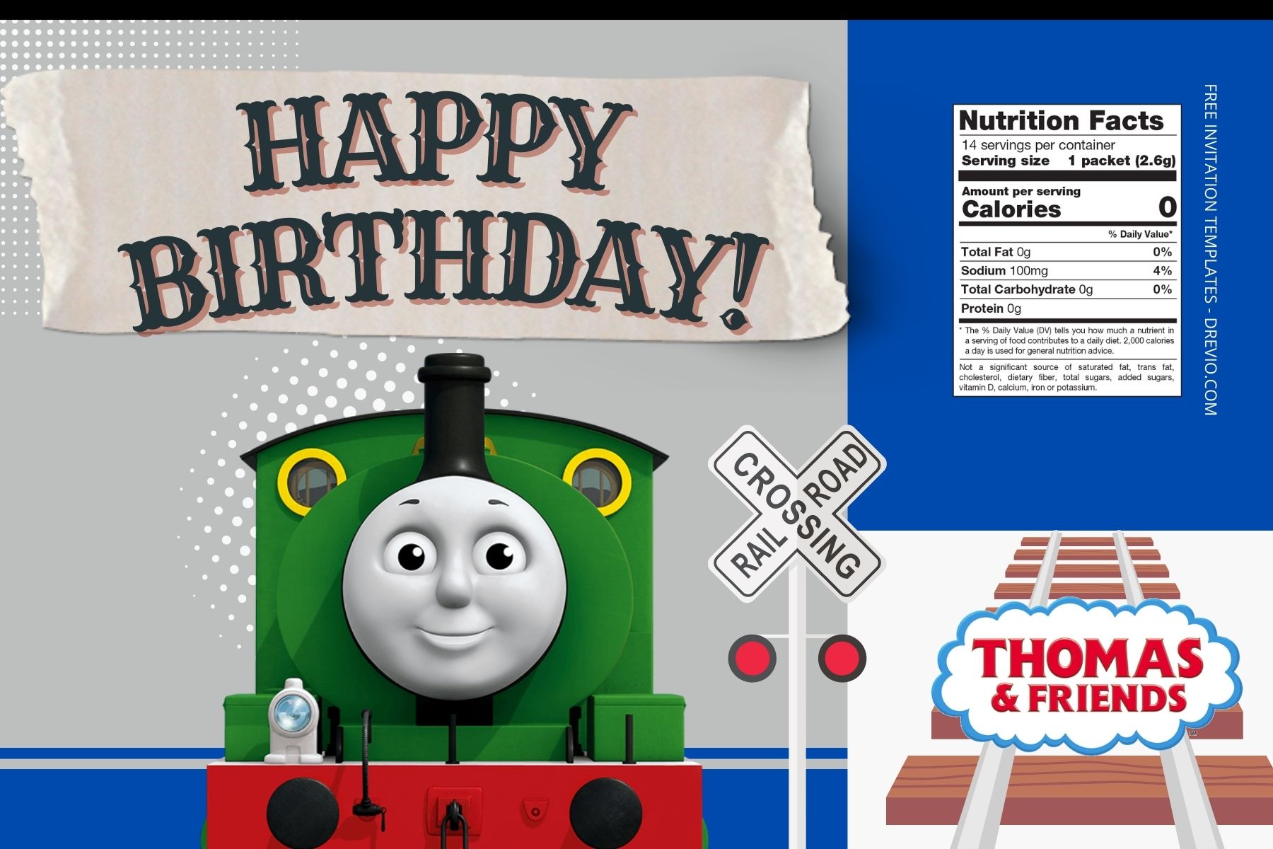 (Free Editable) Thomas And Friends Canva Birthday Water Bottle Labels FIve