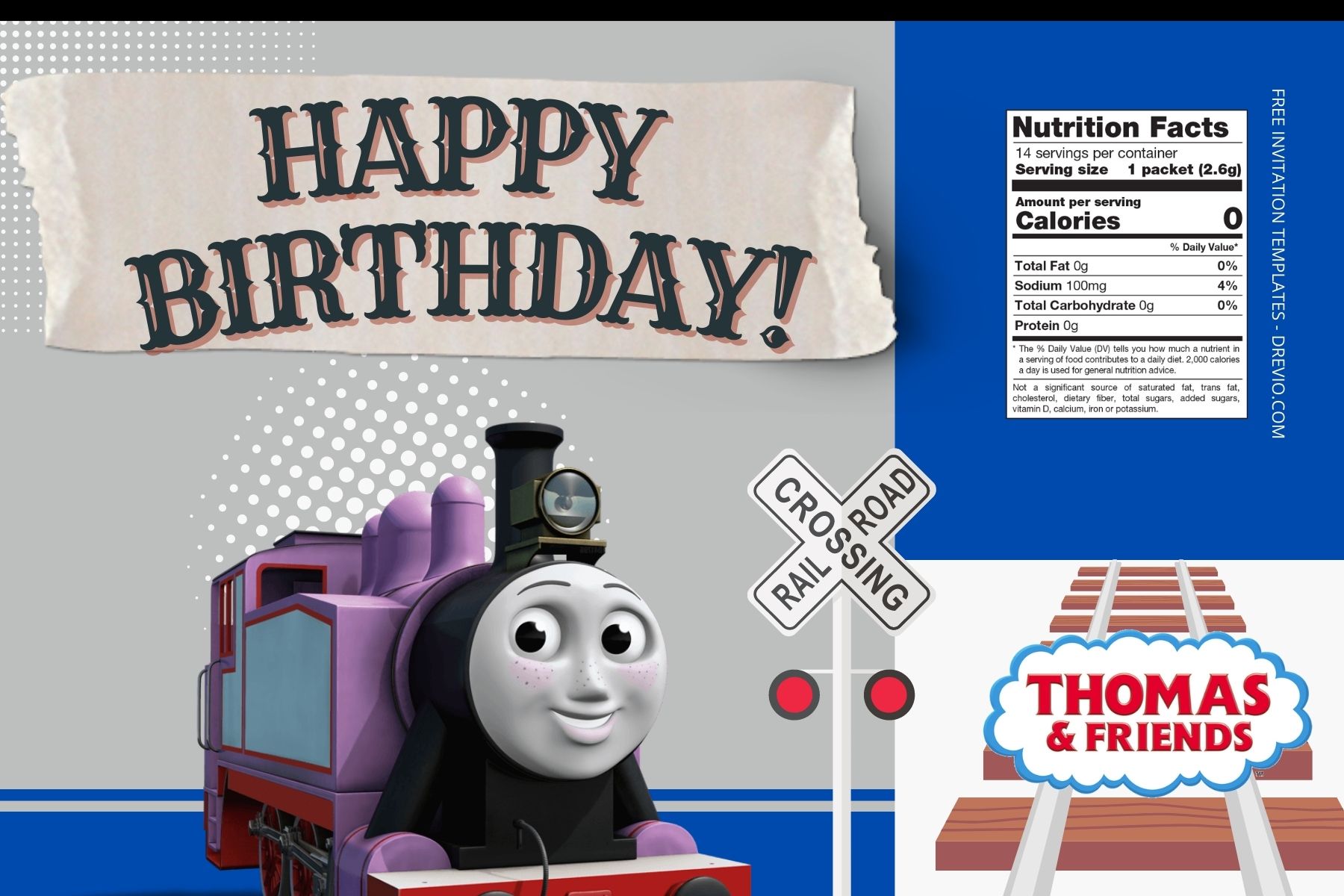 (Free Editable) Thomas And Friends Canva Birthday Water Bottle Labels Three
