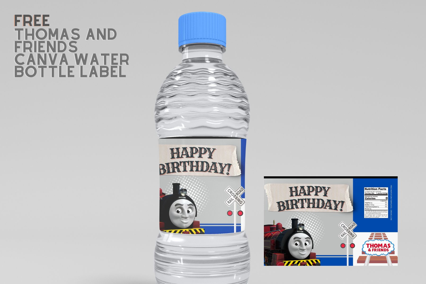 (Free Editable) Thomas And Friends Canva Birthday Water Bottle Labels